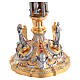 Chalice and ciborium of 24K gold-plated brass with angels, saints, and red crystals s10