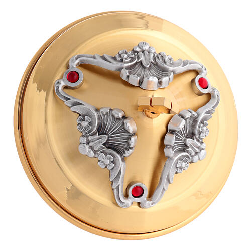 Calice et Ciboire en laiton plaqué or 24K anges saints et cristaux rouges 11