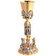 Calice et Ciboire en laiton plaqué or 24K anges saints et cristaux rouges s2