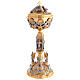 Chalice and Ciborium in 24kt Gold-Plated Brass with Angels, Saints, and Red Crystals s4