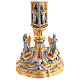 Chalice and Ciborium in 24kt Gold-Plated Brass with Angels, Saints, and Red Crystals s5