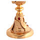 Chalice and ciborium, 24kt gold plated brass with olive design and red crystals s5