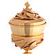 Chalice and Ciborium in 24kt Gold-Plated Brass with Olive Motifs and Red Crystals s6