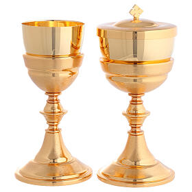 Chalice and ciborium brushed effect gold-plated nickel-plated