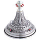 Silver chalice and ciborium with gold finish and red gemstone engravings s4