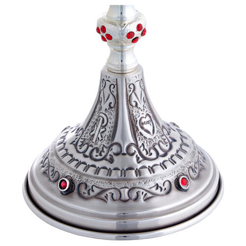 Calice e pisside argento finitura oro e cesellatura con gemme rosse 4