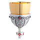 Calice e pisside argento finitura oro e cesellatura con gemme rosse s3