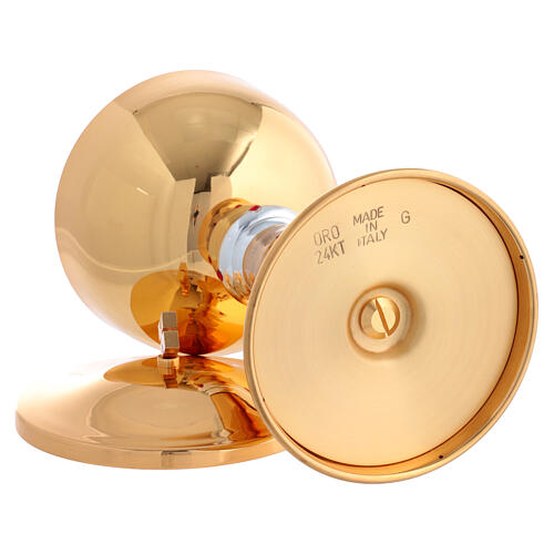 Golden chalice and ciborium with cross and wheat spikes adorned with red gems 8