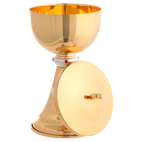 Golden Chalice and Ciborium Cross and Wheat with Red Gems 6