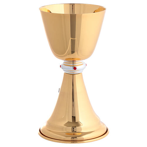 Golden Chalice and Ciborium Cross and Wheat with Red Gems 7