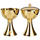 Molina chalice and ciborium in smooth golden brass with Visigothic design s1