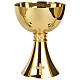 Molina chalice and ciborium in smooth golden brass with Visigothic design s2