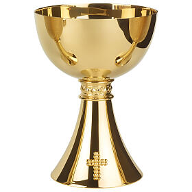 Chalice and Ciborium Molina smooth polished golden brass Visigothic design