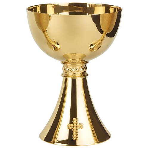 Chalice and Ciborium Molina smooth polished golden brass Visigothic design 2