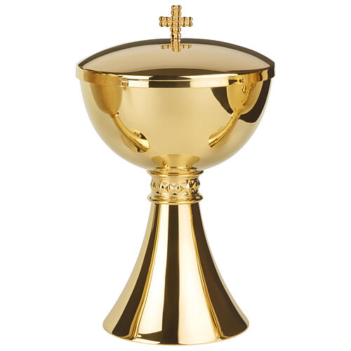 Chalice and Ciborium Molina smooth polished golden brass Visigothic design 3