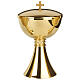 Chalice and Ciborium Molina smooth polished golden brass Visigothic design s3