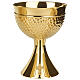 Cáliz y copón Molina copa cincelada latón dorado diseño visigodo s2