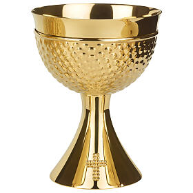 Chalice and Ciborium Molina with chiseled cup and golden brass Visigothic design