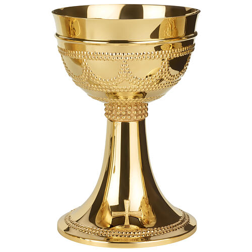 Chalice and ciborium by Molina, gold plated brass, engraved design on cup and base 2