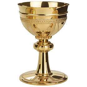 Chalice and Ciborium with Base and Cup Chieseled in Gilded Brass by Molina