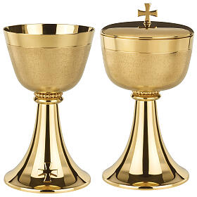 Smooth Golden Brass Chalice and Ciborium with Matte Cup, Molina
