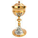 Calice et ciboire style baroque en laiton doré satiné 24K lignes ciselées s3