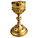 Chalice and ciborium in 24k gold-plated brass with angels, red stones and Evangelists s2