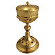 Chalice and ciborium in 24k gold-plated brass with angels, red stones and Evangelists s3