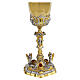 Two-tone chalice and ciborium with angels, Our Lady and oval stones s1