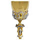 Two-tone chalice and ciborium with angels, Our Lady and oval stones s2
