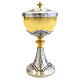 Chiselled silver chalice and ciborium with JHS and Chi-Rho symbols s3