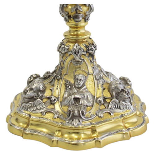 Chalice and ciborium set in artistic lost-wax casting with angels and the Holy Family 4