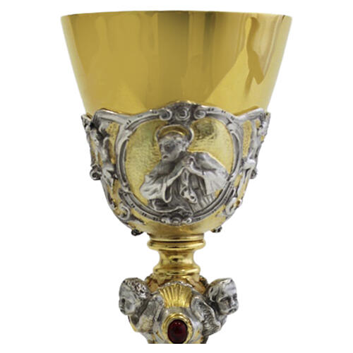 Set calice e pisside in fusione artistica a cera persa con angeli e Sacra Famiglia  2