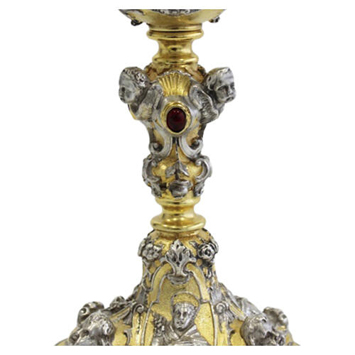 Set calice e pisside in fusione artistica a cera persa con angeli e Sacra Famiglia  3