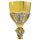 Chalice and ciborium chiselled in gold- and silver-plated brass with Christological symbols s2
