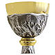 Chalice and ciborium chiselled in silver-plated metal with wheat ears and cross s2