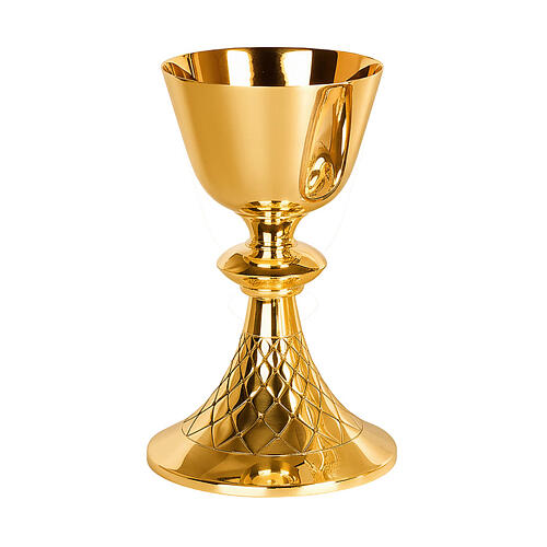 Set for Eucharist by Molina, gilded brass with net pattern 2