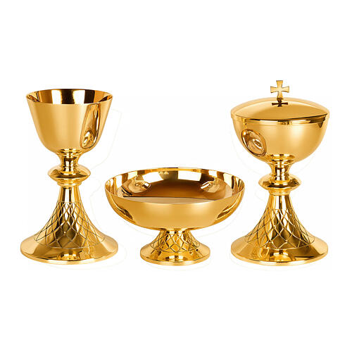 Set Eucharistie laiton doré Molina motif filet 1