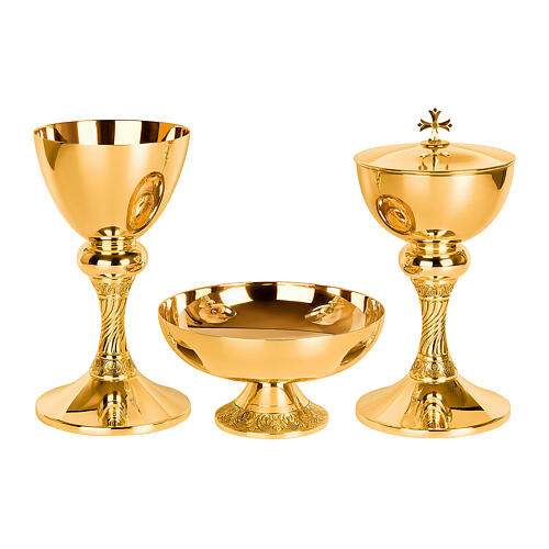 Set Eucharistie Molina décor torsadé laiton doré 1