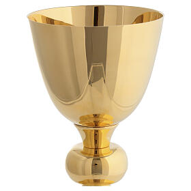 Set eucharistique calice, ciboire et patène offertoire Molina laiton doré motif arc