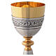 Bicoloured brass chalice and ciborium with engraved gold and silver floral details s4