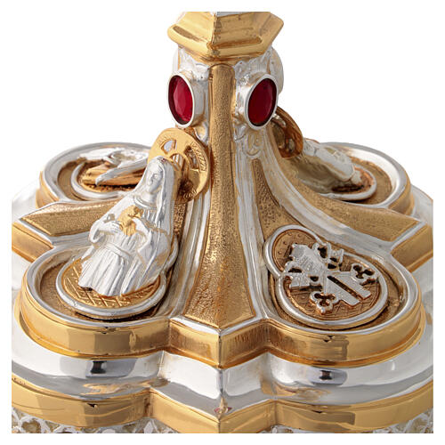 Casted altar chalice with four relief images and red stones h 30 cm, 24-kt gilding 6