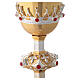 Casted altar chalice with four relief images and red stones h 30 cm, 24-kt gilding s8