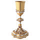 Casted altar chalice with four relief images and red stones h 30 cm, 24-kt gilding s11