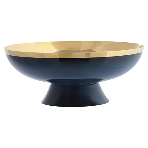 Patena ofertório Molina latão dourado esmalte azul 2