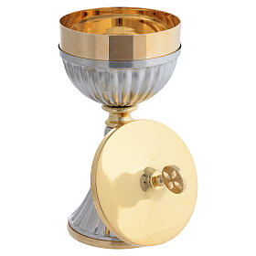 Set calice et ciboire de voyage rayés en laiton doré 24K