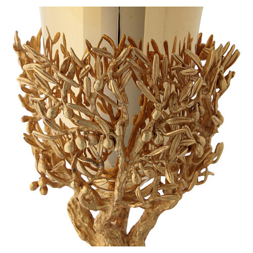 Olive tree chalice, 18K gold-plated brass, 10x4 in, Pical Arte Creazioni 2