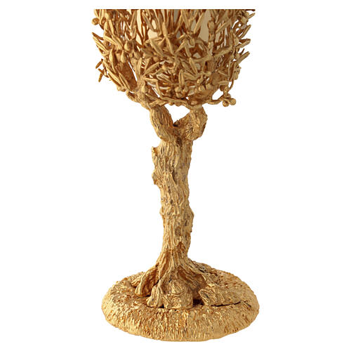 Calice arbre d'olivier laiton plaqué or 18 kt 26x9 cm Pical Arte 4