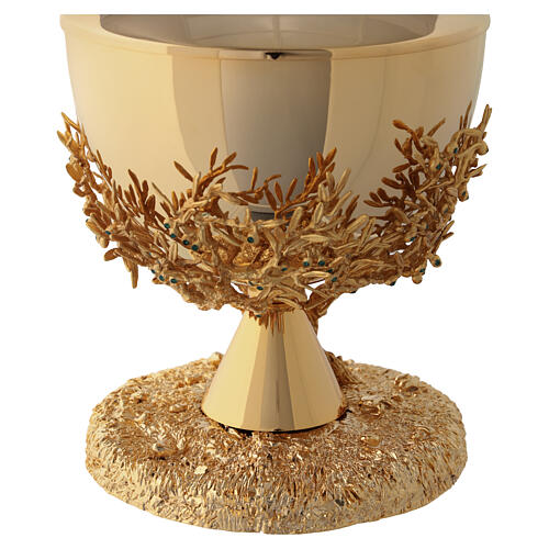 Ciborium with olive tree motif and emerald crystals, 18k gilded brass, Pical Arte 7