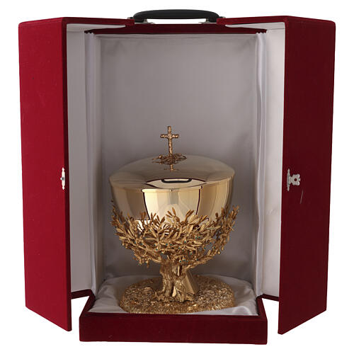 Ciborium olive tree with emerald crystals 18K gold-plated brass, Pical Arte 9